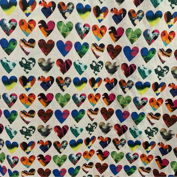 NeroSfumato Positano Liberty Fabrics Heart Pattern Button Down Cotton Shirt Sz L - Picture 7 of 10